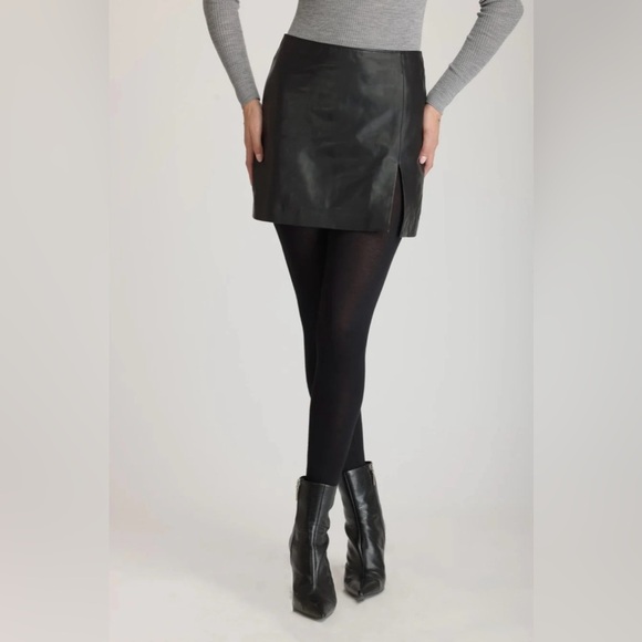 BNWOT Danier Black Leather mini Skirt size 2 - Picture 6 of 6